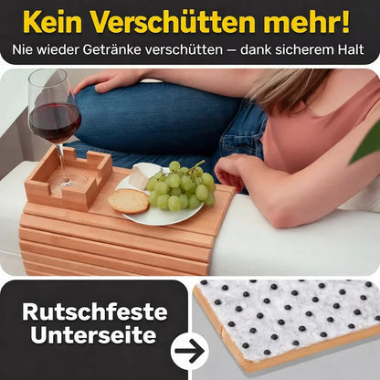 Bamboo Armrest Tray — Eco-Friendly Cup and Snack Holder for the Sofa
