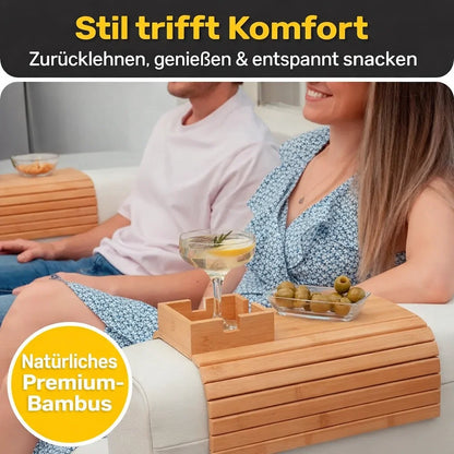 Bamboo Armrest Tray — Eco-Friendly Cup and Snack Holder for the Sofa