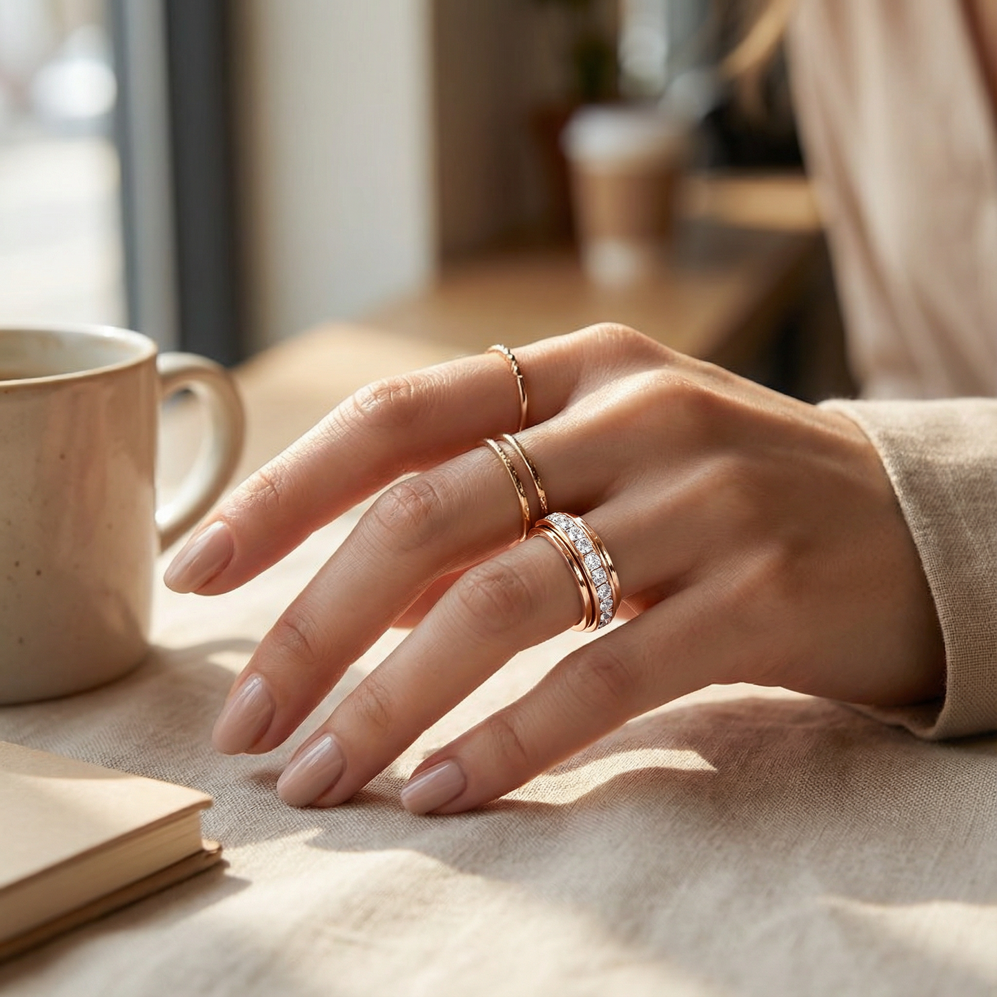 Zirconia Swivel Ring with Rotating Band