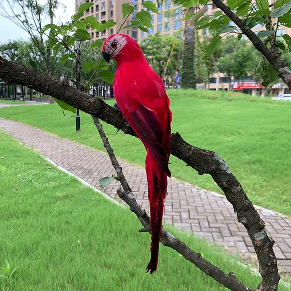 Decorative Parrot Garden Ornament – Lifelike Bird Figurine with Feathers