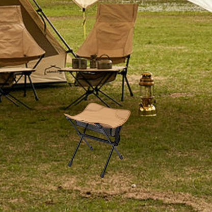 Folding Camping Stool – Portable Outdoor Seat with Mesh Storage Tray