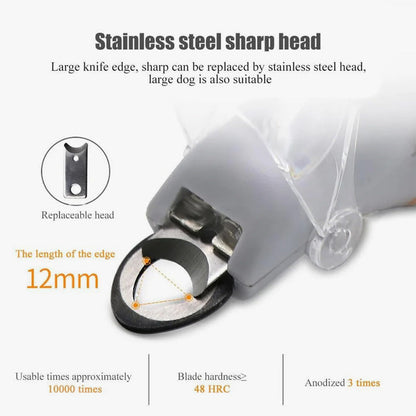 Pet Nail Clippers with LED Light – Replaceable Stainless Steel Blade