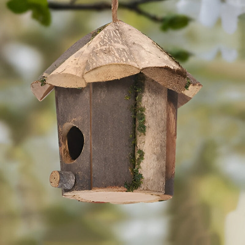 Wooden Birdhouse with a Hanging Strap