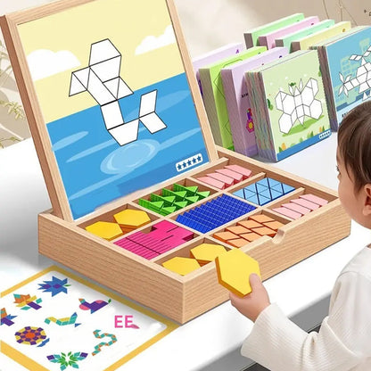 Magnetic Wooden Building Blocks with Pattern Cards