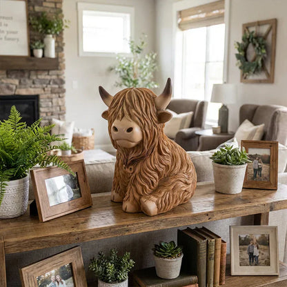 Highland Cow Resin Night Light – Decorative Lamp with Warm Amber Glow