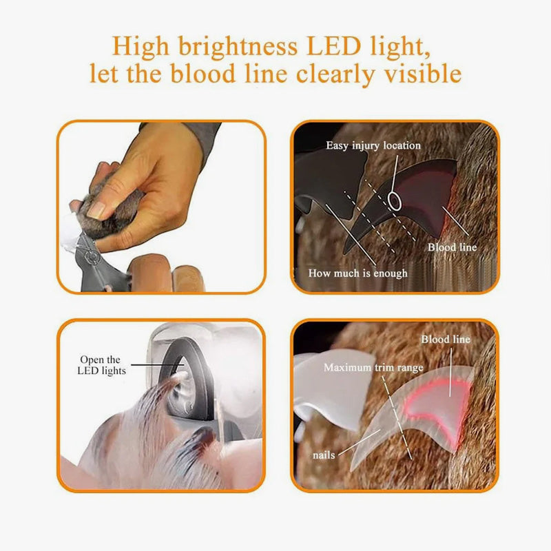 Pet Nail Clippers with LED Light – Replaceable Stainless Steel Blade