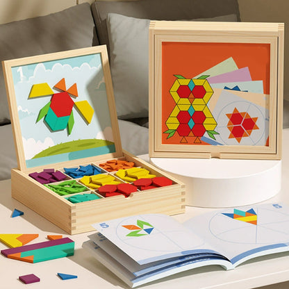 Magnetic Wooden Building Blocks with Pattern Cards