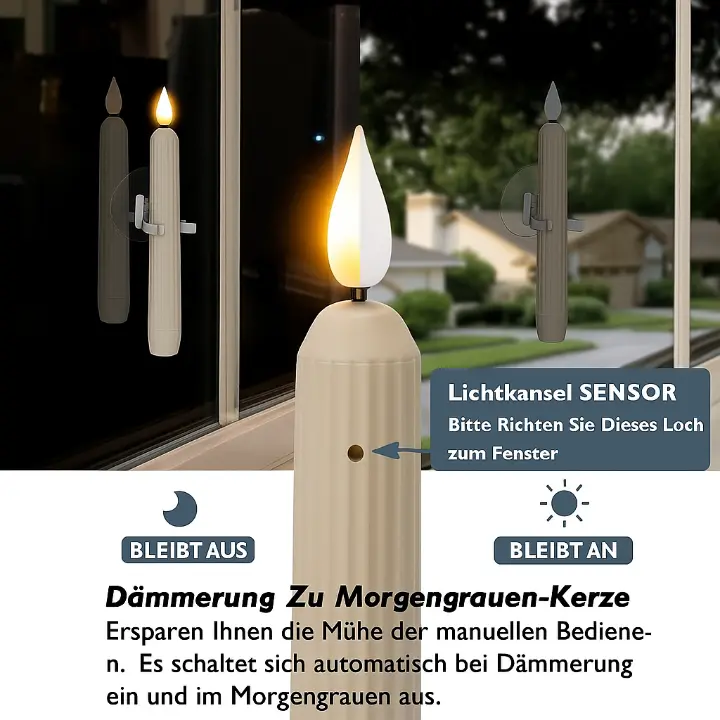 Set of 6 LED Window Candles with Dusk Sensor – Realistic Warm-White Flickering Flame for Cozy Evenings