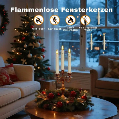 Set of 6 LED Window Candles with Dusk Sensor – Realistic Warm-White Flickering Flame for Cozy Evenings