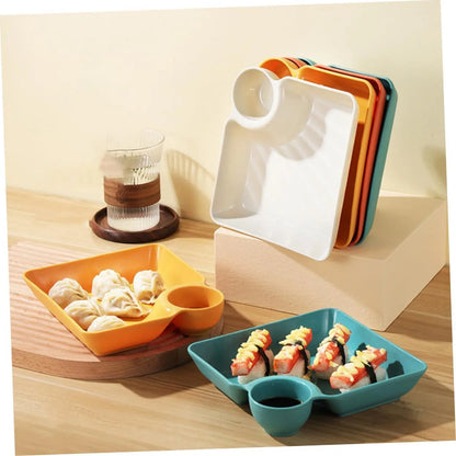 Dip Plate with Built-In Sauce Compartment – No More Mess