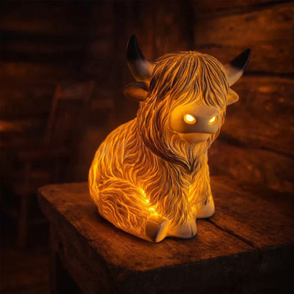 Highland Cow Resin Night Light – Decorative Lamp with Warm Amber Glow