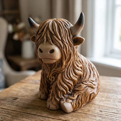 Highland Cow Resin Night Light – Decorative Lamp with Warm Amber Glow