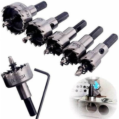 HSS Carbide Metal Drill Bit Set, 5-Piece – for Metal, Wood & Plastic