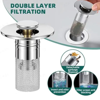 Anti-Clog Drain Strainer with Pop-Up Function