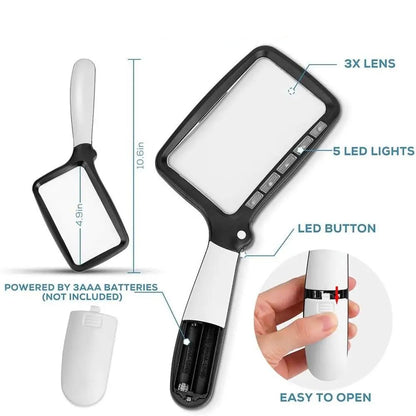LED Handheld Magnifying Glass – Read Small Print with Ease
