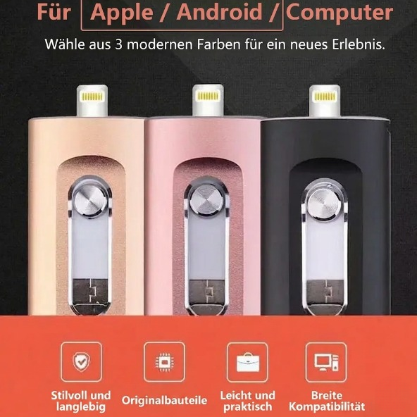 3-in-1 USB Flash Drive — More Storage for iPhone, Android & PC