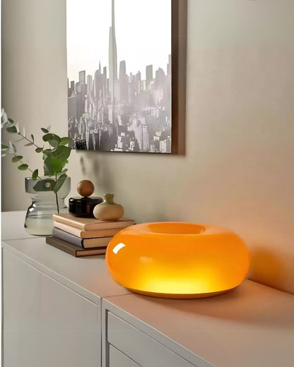 Round Donut-Shaped Table Lamp with Soft LED Light