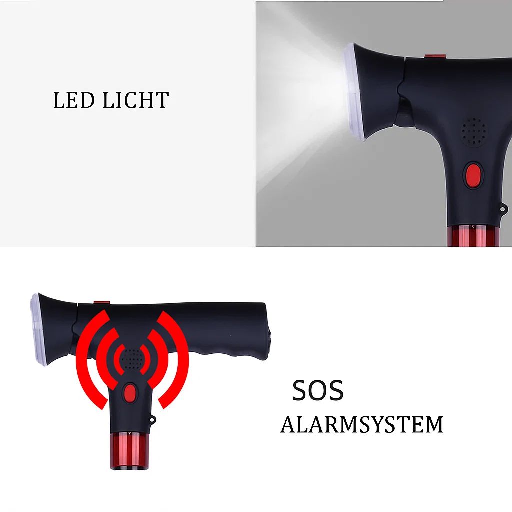 Folding Walking Cane with LED Light and Alarm