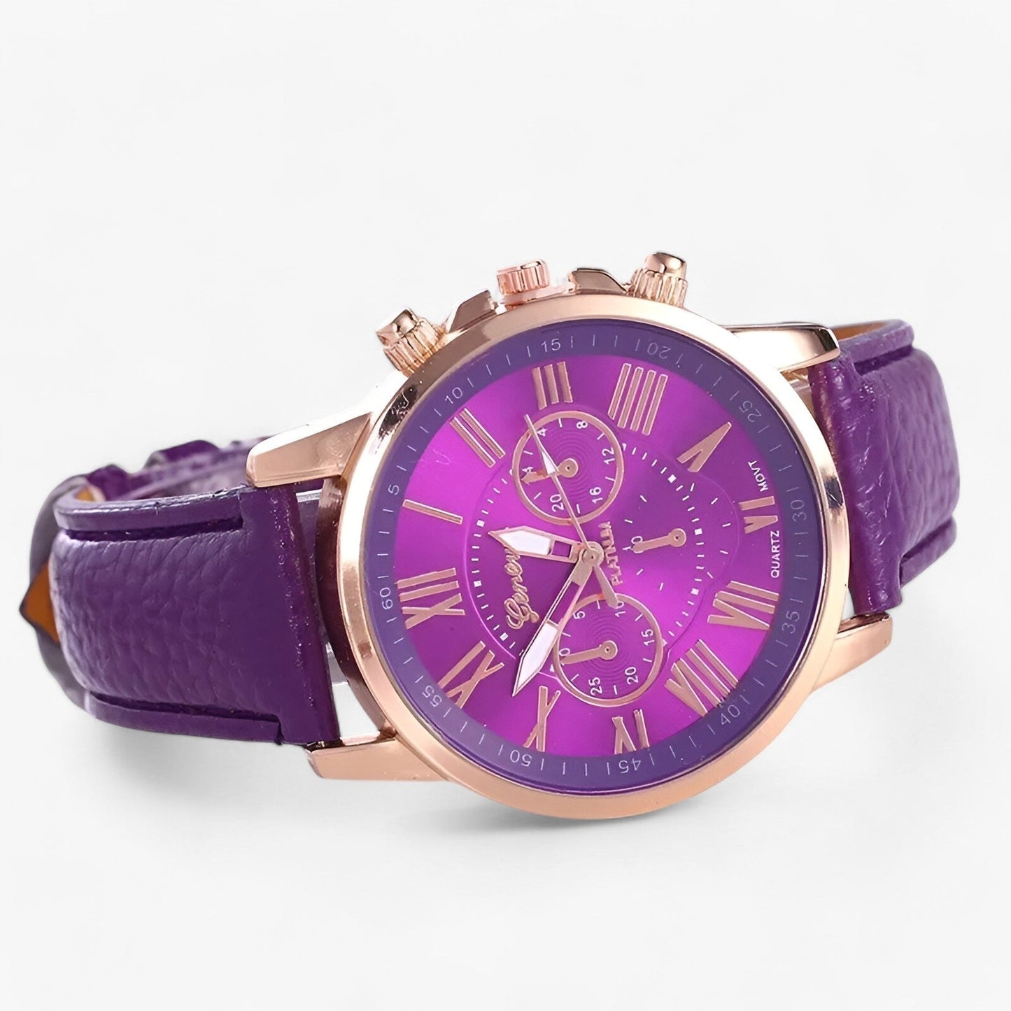 Elegant women's watch with a leather strap – Roman numeral dial