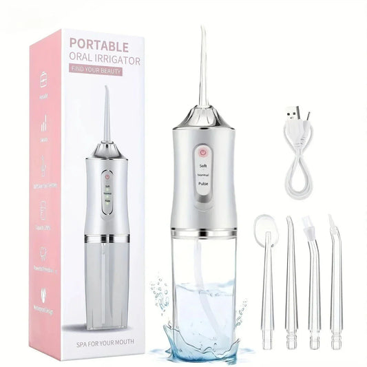 Portable Water Flosser with 4 Cleaning Heads