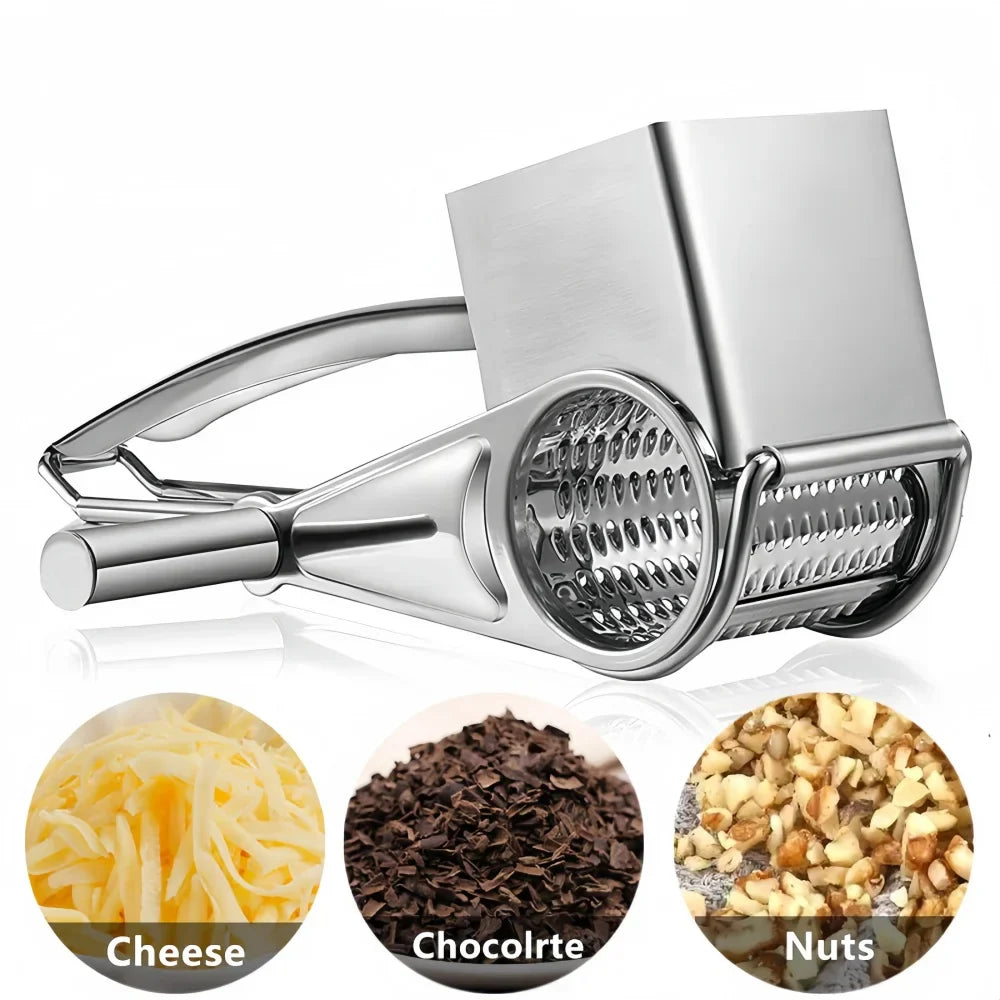 Stainless Steel Rotary Grater – Hand Crank for Cheese and Vegetables