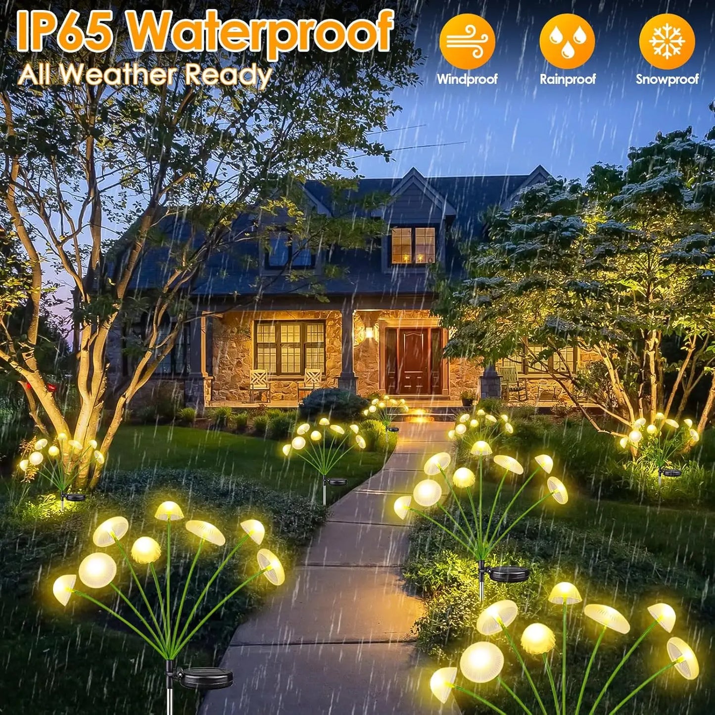 Solar Mushroom Light with 6 Swaying Light Heads – Set of 2
