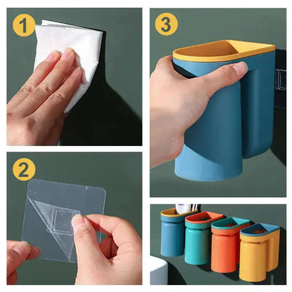 1+1 FREE | Adhesive Wall-Mounted Toothbrush Holder – Stress-Free, Tidy Storage