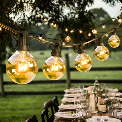 Outdoor LED string lights with warm white light