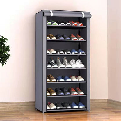 Shoe Cabinet with Fabric Cover and Steel Frame – 6 or 8 Tiers