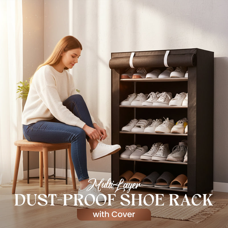 Shoe Cabinet with Fabric Cover and Steel Frame – 6 or 8 Tiers