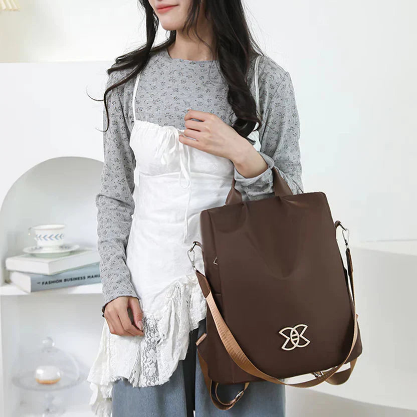 Anti-Theft Backpack – 3 Carrying Options, Water-Repellent, Brown & Black
