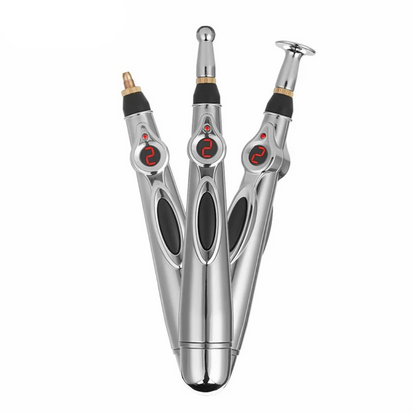 Electric Acupressure Pen — 3 Attachments, 9 Intensity Levels, No Needles
