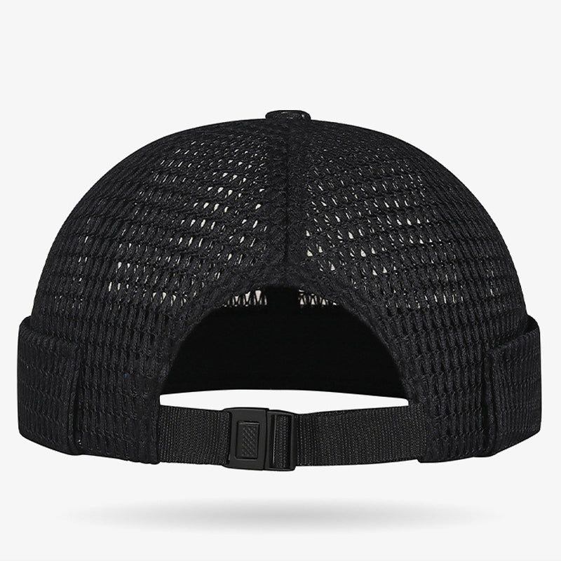 Breathable mesh cap with an adjustable strap