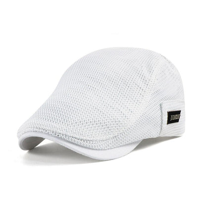 Flat cap, mesh material, breathable, adjustable