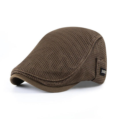 Flat cap, mesh material, breathable, adjustable