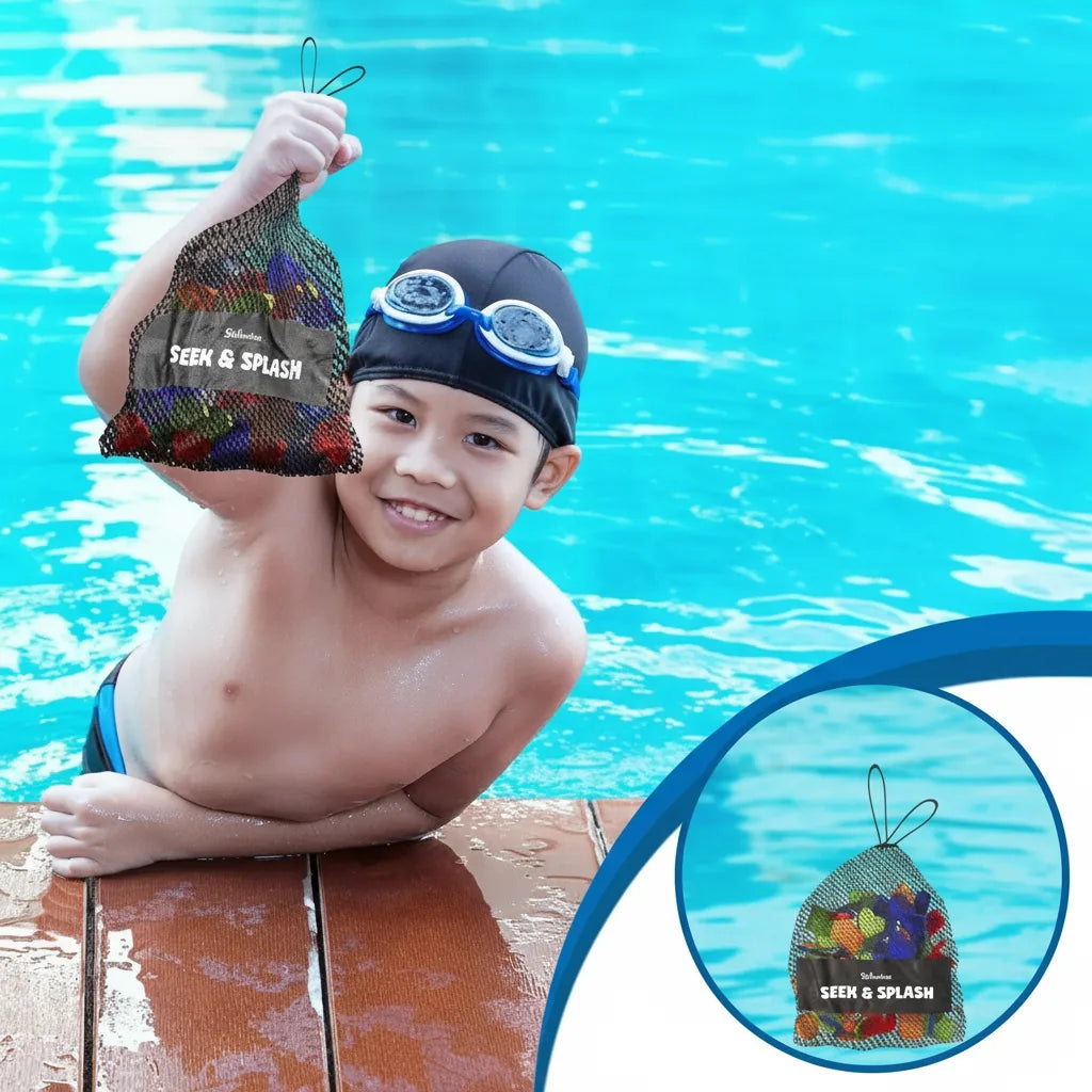 Underwater Pool Treasure Hunt Game with Waterproof Gems and Maps